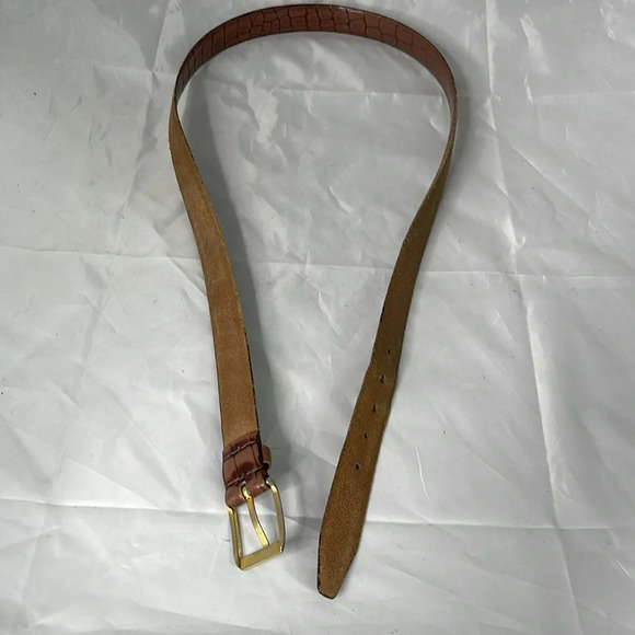 VINTAGE 90’s Croc Effect Genuine Leather Belt Mocha Brown Made in Canada Size 36 - Picture 5 of 10
